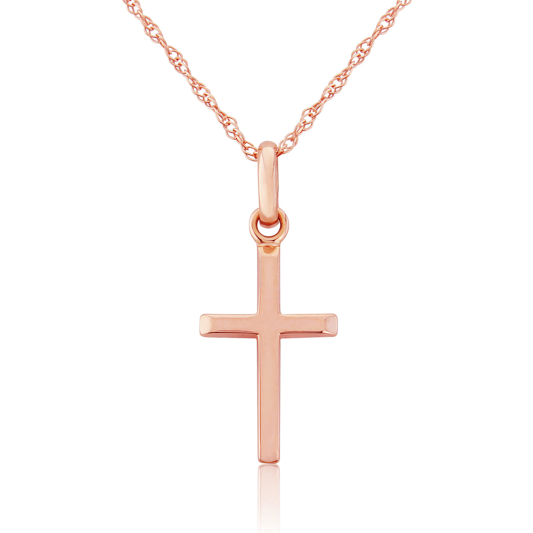 9ct Rose Gold Classic Cross Pendant Necklace