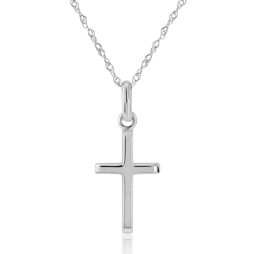 9ct White Gold Classic Cross Pendant Necklace