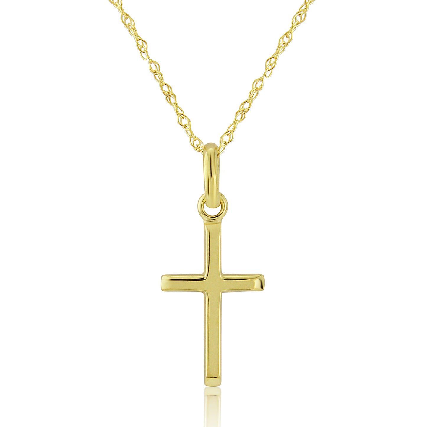 9ct Yellow Gold Classic Cross Pendant Necklace