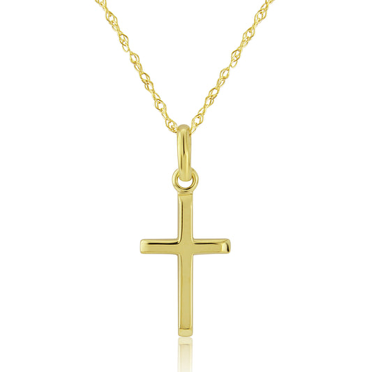 9ct Yellow Gold Classic Cross Pendant Necklace