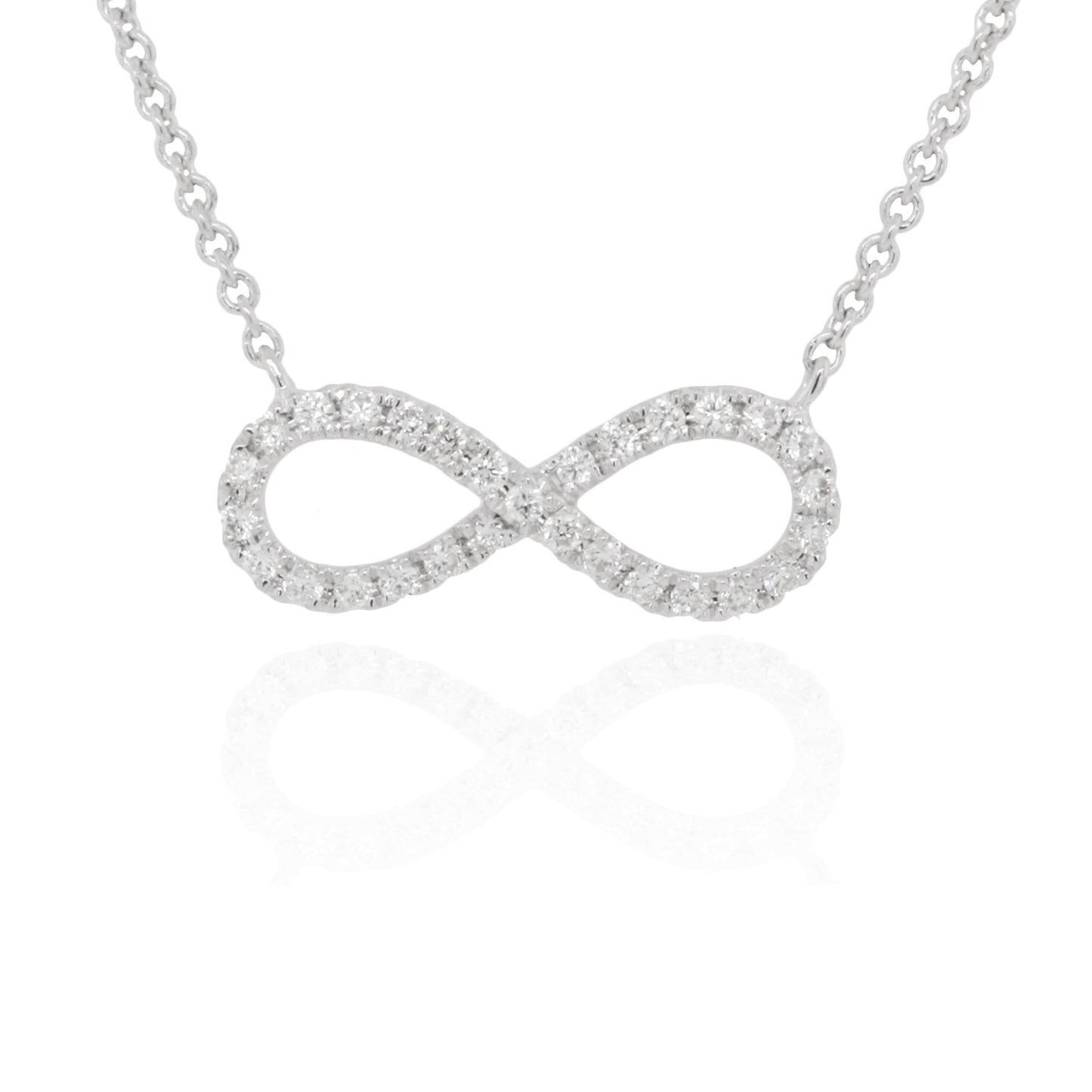 9ct White Gold Diamond Set Infinity Necklace, 0.47ct