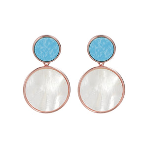 Bronzallure 18ct Rose Gold Plated Two Tone Mother Of Pearl Drop Earrings