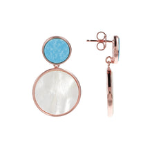 Load image into Gallery viewer, Bronzallure 18ct Rose Gold Plated Two Tone Mother Of Pearl Drop Earrings