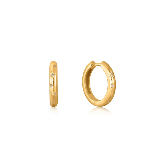 Ania Haie Yellow Gold Plate Scattered Stars CZ Hoop's