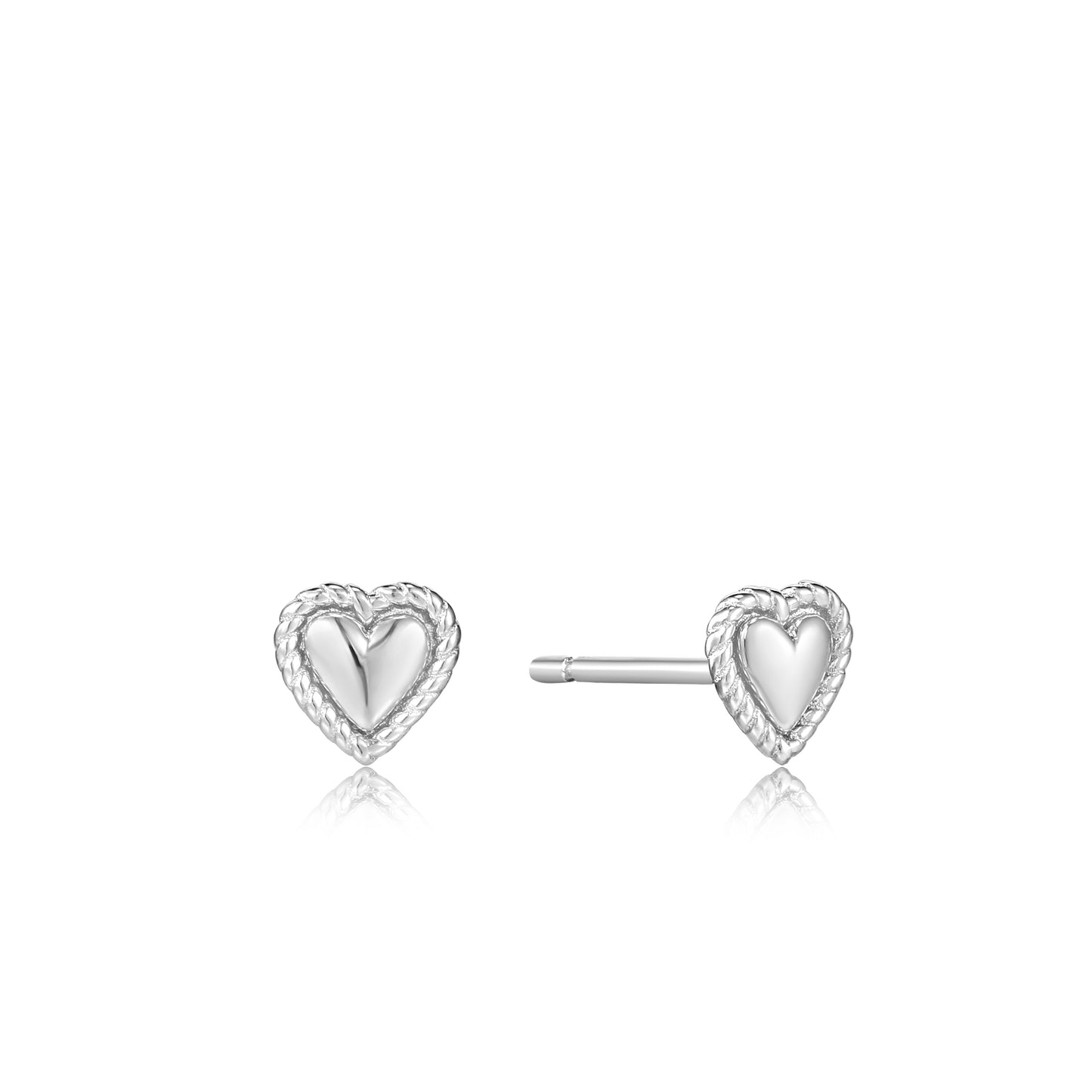 Ania Haie Rhodium Plated Silver Rope Heart Stud Earring's