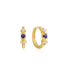 Load image into Gallery viewer, Ania Haie Yellow Gold Lapis Star Huggie Hoop&#39;s