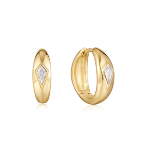 Ania Haie Yellow Gold Sparkle Dome Drop CZ Hoop's