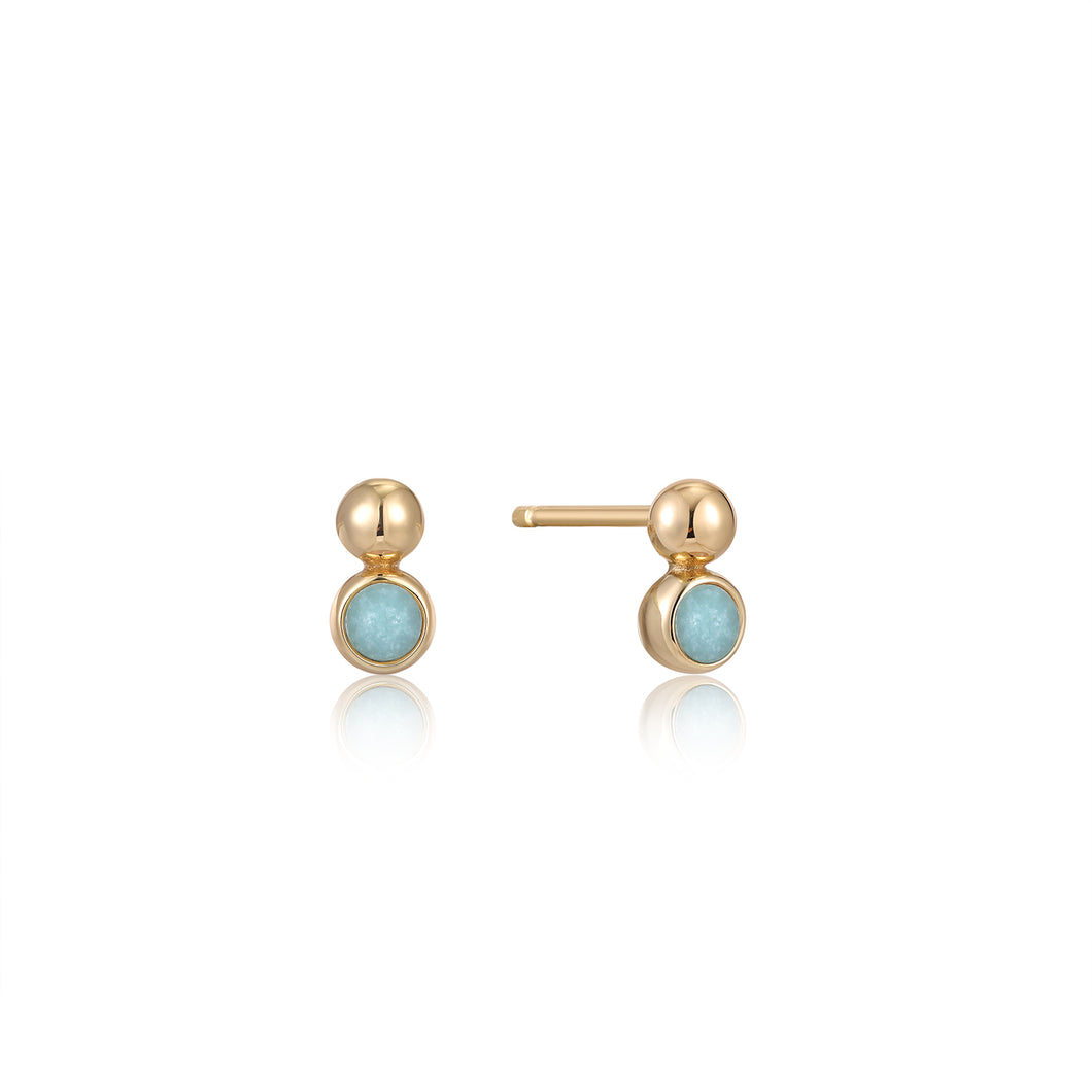 Ania Haie Yellow Gold Plated Gold Orb Amazonite Stud Earring