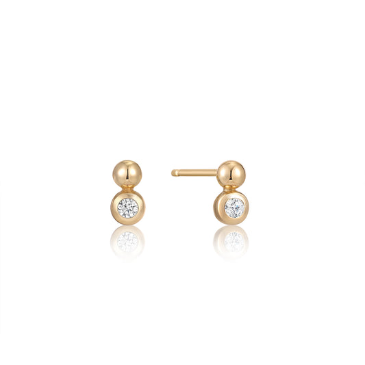 Ania Haie Yellow Gold Plated Gold Orb CZ Stud Earring