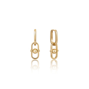 Ania Haie Yellow Gold Plated Gold Orb Link Drop Hoop's