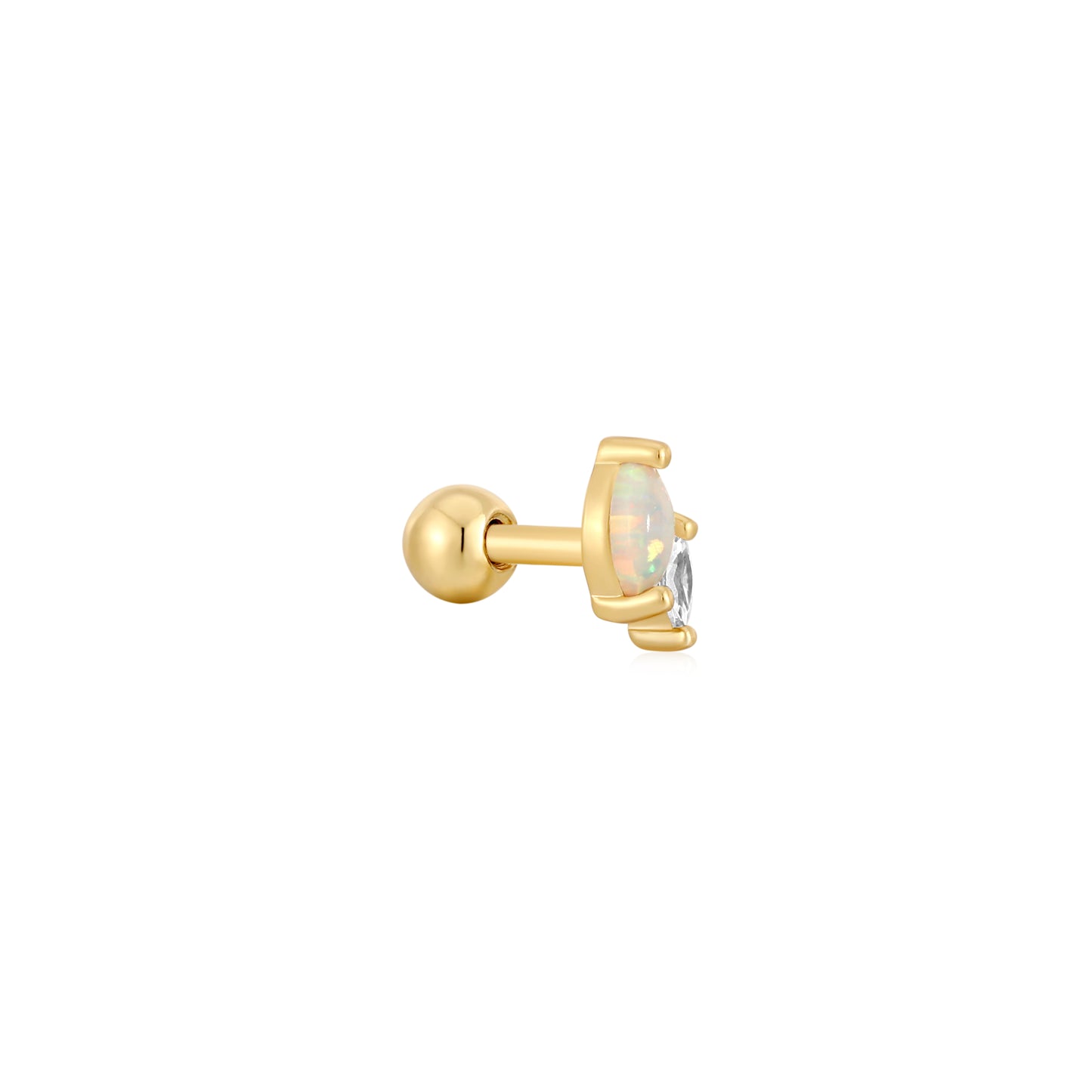 Ania Haie Yellow Gold Plated Marquise Kyoto Opal & CZ Single Stud