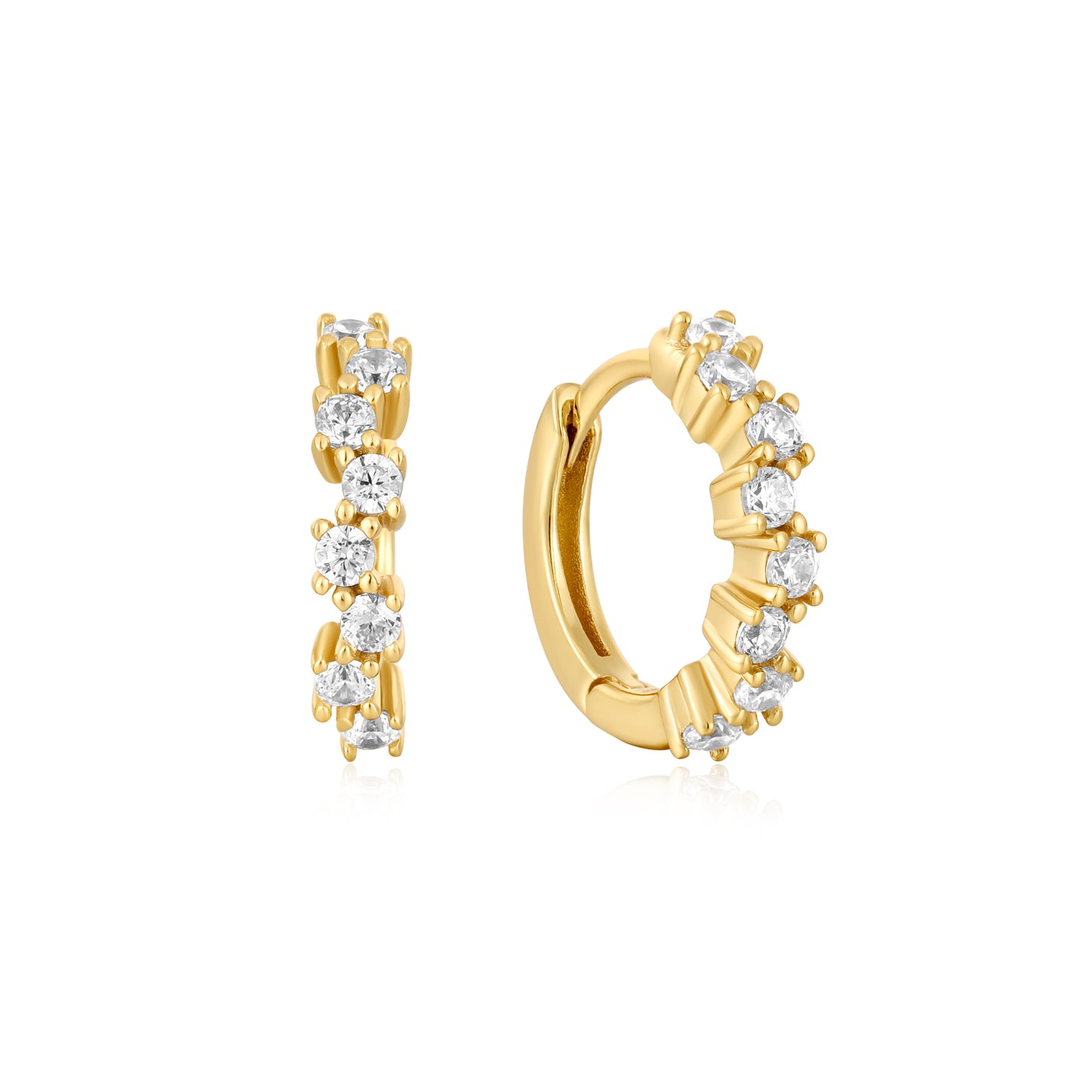Ania Haie Yellow Gold Plated Clustered Round CZ Huggie Hoops