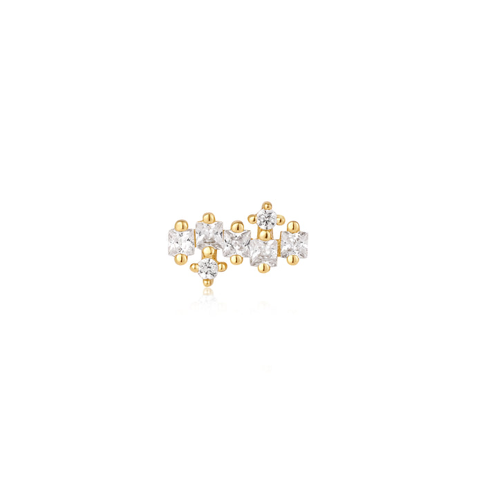 Ania Haie Yellow Gold Plated Sparkle Cluster CZ Single Stud