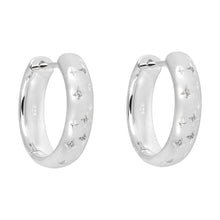 Load image into Gallery viewer, Sterling Silver Starry Night Round CZ Huggy Hoop Earrings