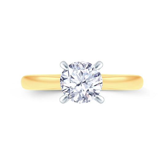 18ct Yellow Gold Solitaire Brilliant Round & Detailed Diamond Ring 0.51ct