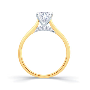 18ct Yellow Gold Solitaire Brilliant Round & Detailed Diamond Ring 0.51ct