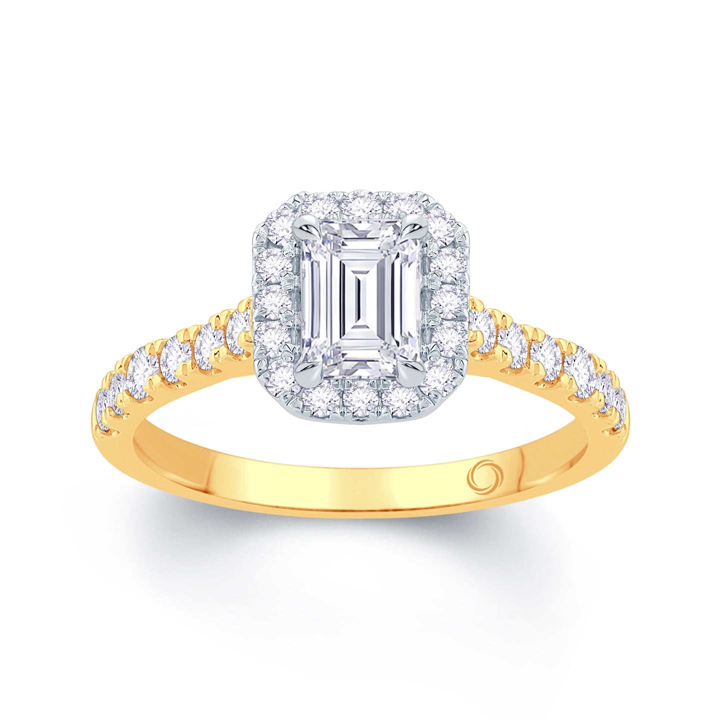 18ct Yellow Gold Emerald & Halo Diamond Ring 0.85ct