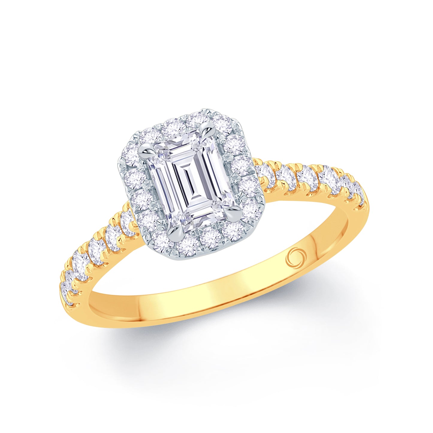 18ct Yellow Gold Emerald & Halo Diamond Ring 0.85ct