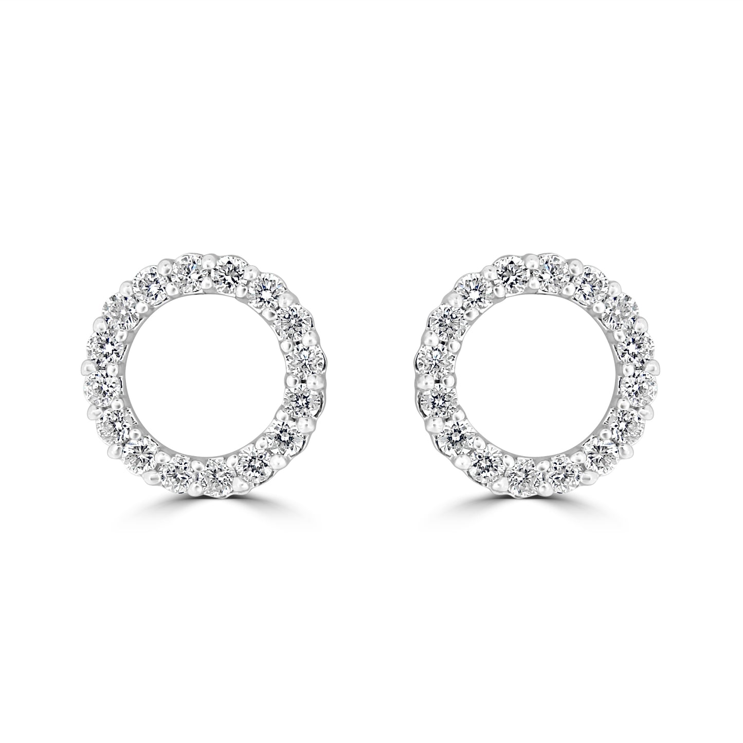 18ct White Gold Circle of Life Diamond Stud Earrings, 0.74ct