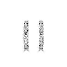 Load image into Gallery viewer, 18ct White Gold Creole Huggy Diamond Hoop Earrings, 0.29ct Media 1 of 2