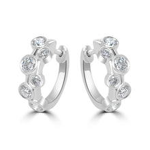 Load image into Gallery viewer, 18ct White Gold Bubble Diamond Hoop Earrings Media 2 of 2