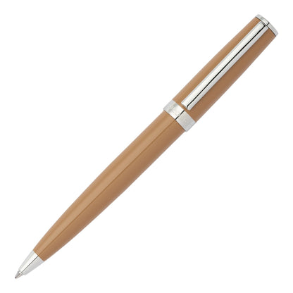 Hugo Boss Camel Brown & Chrome Classic Polished Ballpoint Pen
