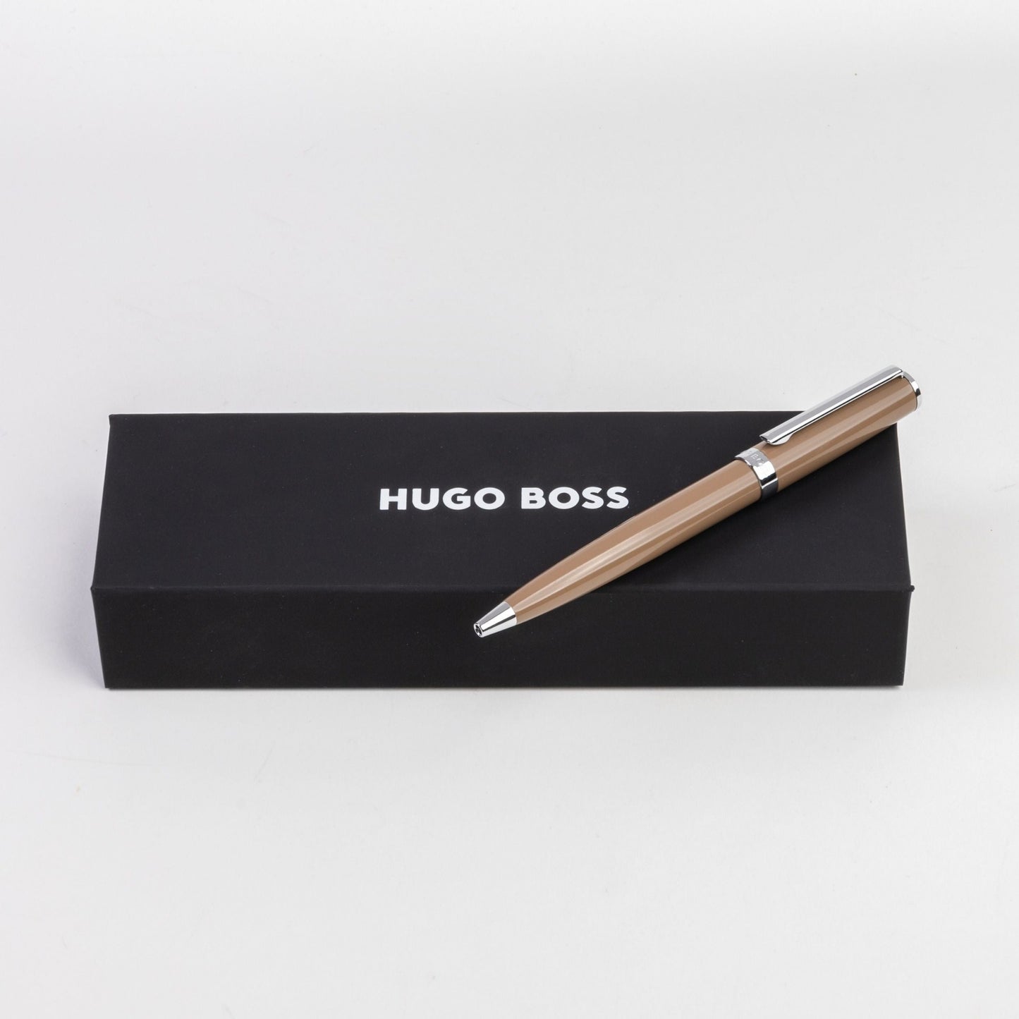 Hugo Boss Camel Brown & Chrome Classic Polished Ballpoint Pen