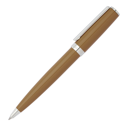 Hugo Boss Camel Brown & Chrome Classic Polished Ballpoint Pen