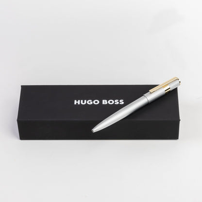 Hugo Boss Chrome & Yellow Gold Pinstripe Ballpoint Pen