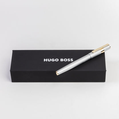 Hugo Boss Chrome & Yellow Gold Pinstripe Roller Pen