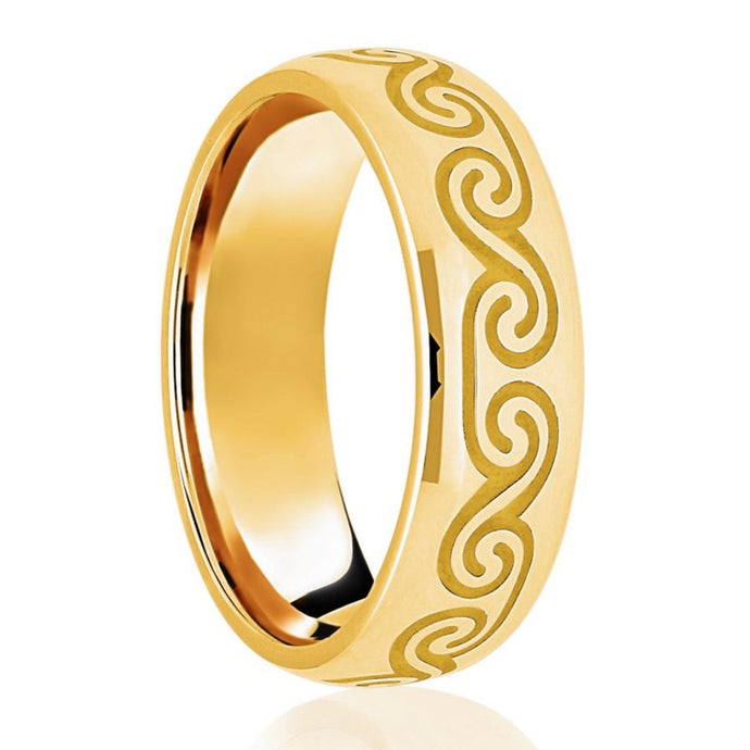 18ct Yellow Gold Celtic Spiral Design Classic Medium 6mm Wedding Band