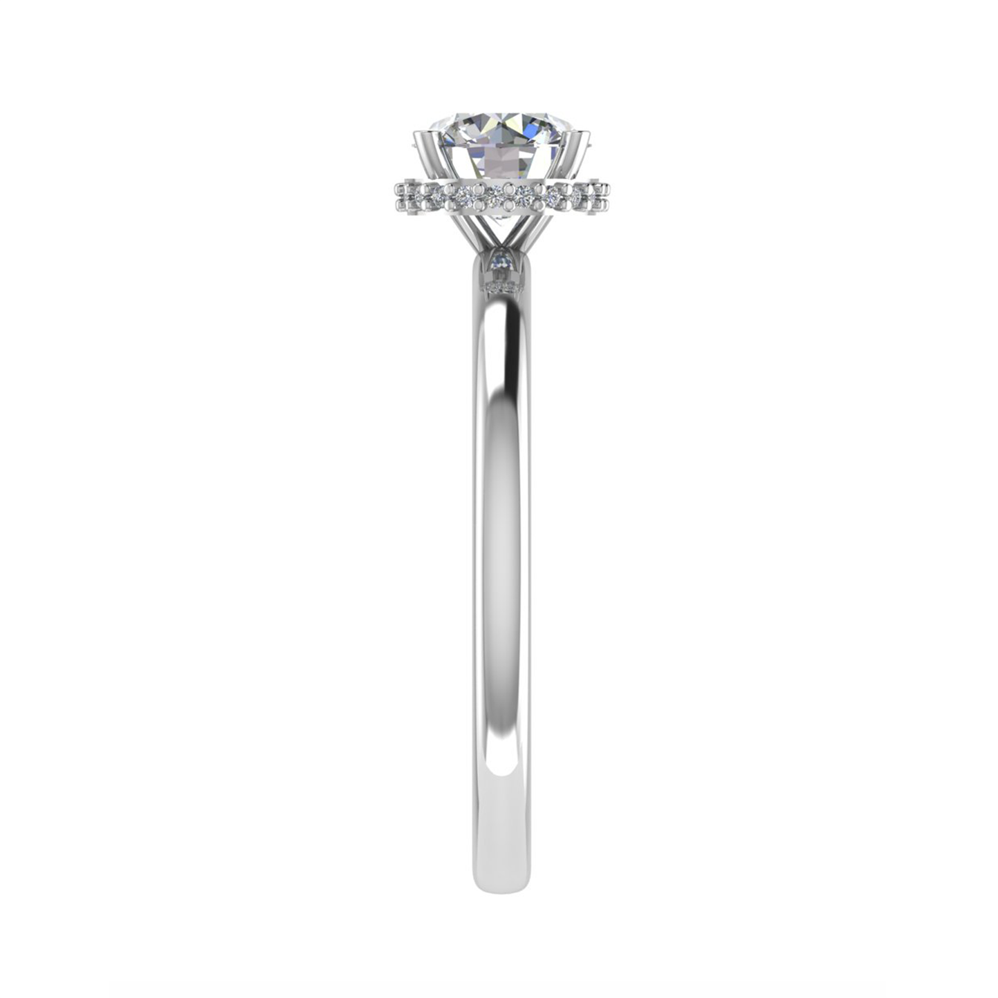 Laboratory Grown Diamond Brilliant Round Solitaire & Hidden Halo, Platinum 1.05ct