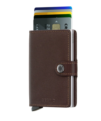 SECRID Dark Brown Leather Mini Wallet Front Cards