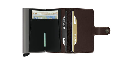 SECRID Dark Brown Leather Mini Wallet Open