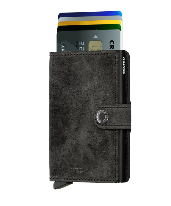 SECRID Black Vintage Mini Wallet Cards out Closed Wallet