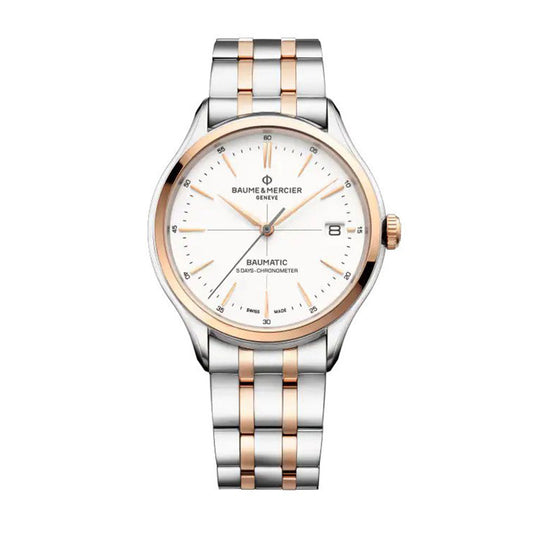 Baume & Mercier 40mm Auto Clifton Duo Rose Gold and Steel Link Watch