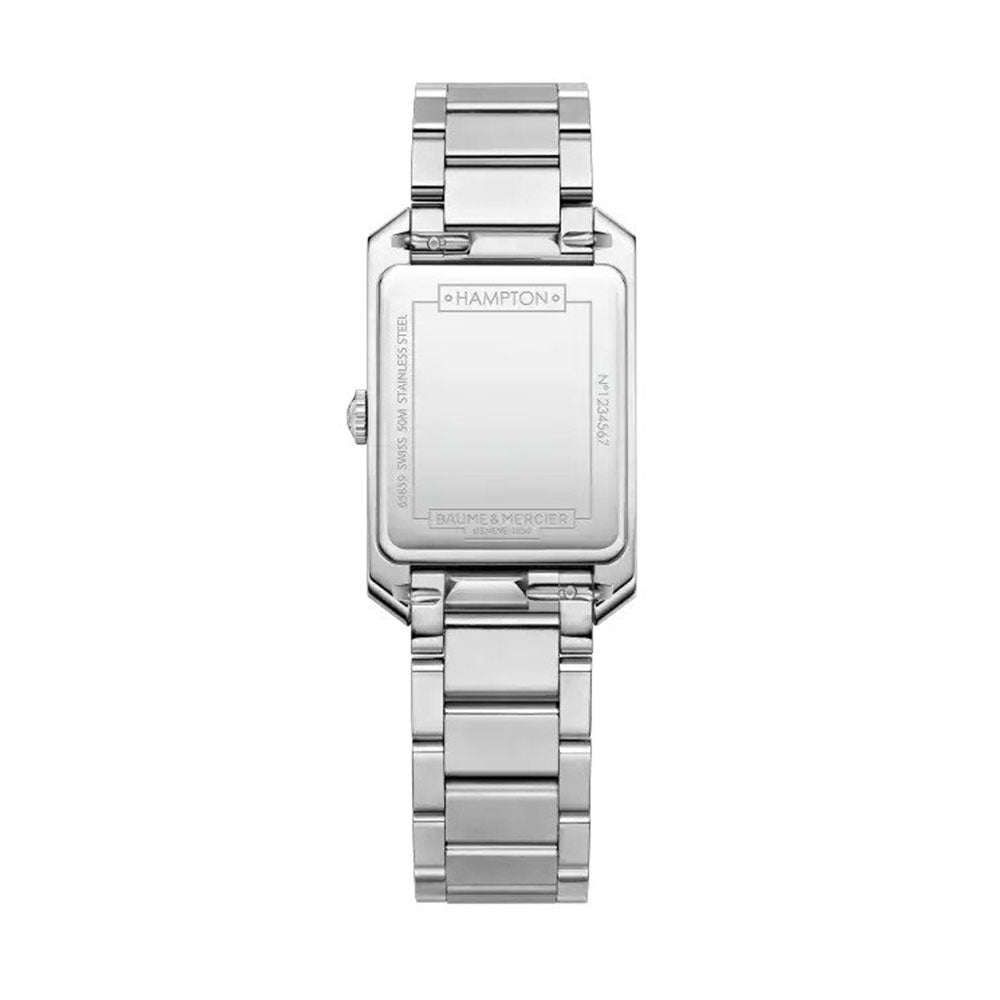 Baume & Mercier 35mm Hampton Classic White Dial Steel Link Watch