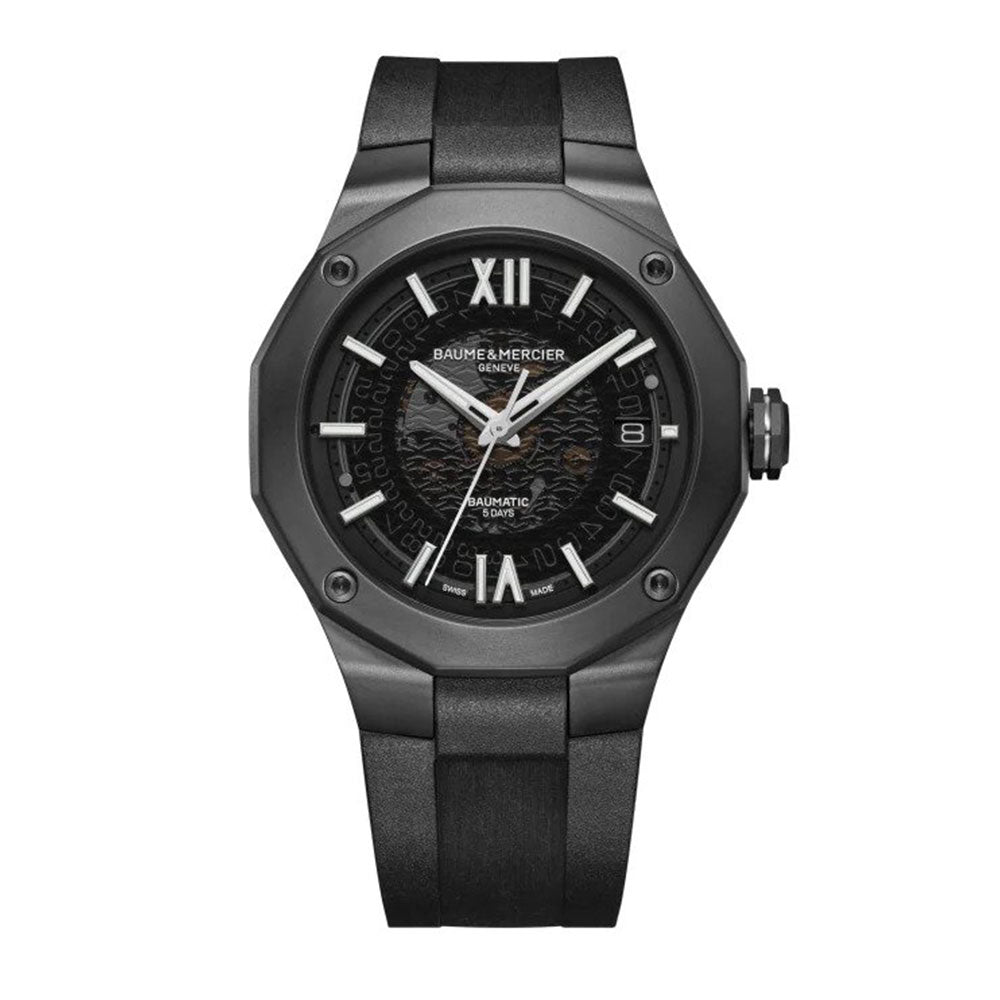 Baume Mercier 42mm Riviera Dodecagonal Black Steel Rubber