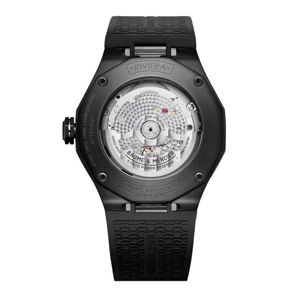 Baume Mercier 42mm Riviera Dodecagonal Black Steel Rubber