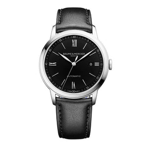 Baume & Mercier 42mm Auto Classima Black Date Dial Leather Watch