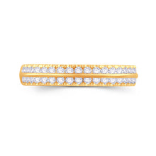 Load image into Gallery viewer, 18ct Yellow Gold Bevelled Double Row Brilliant Round 3.5mm Diamond Ring 0.30ct