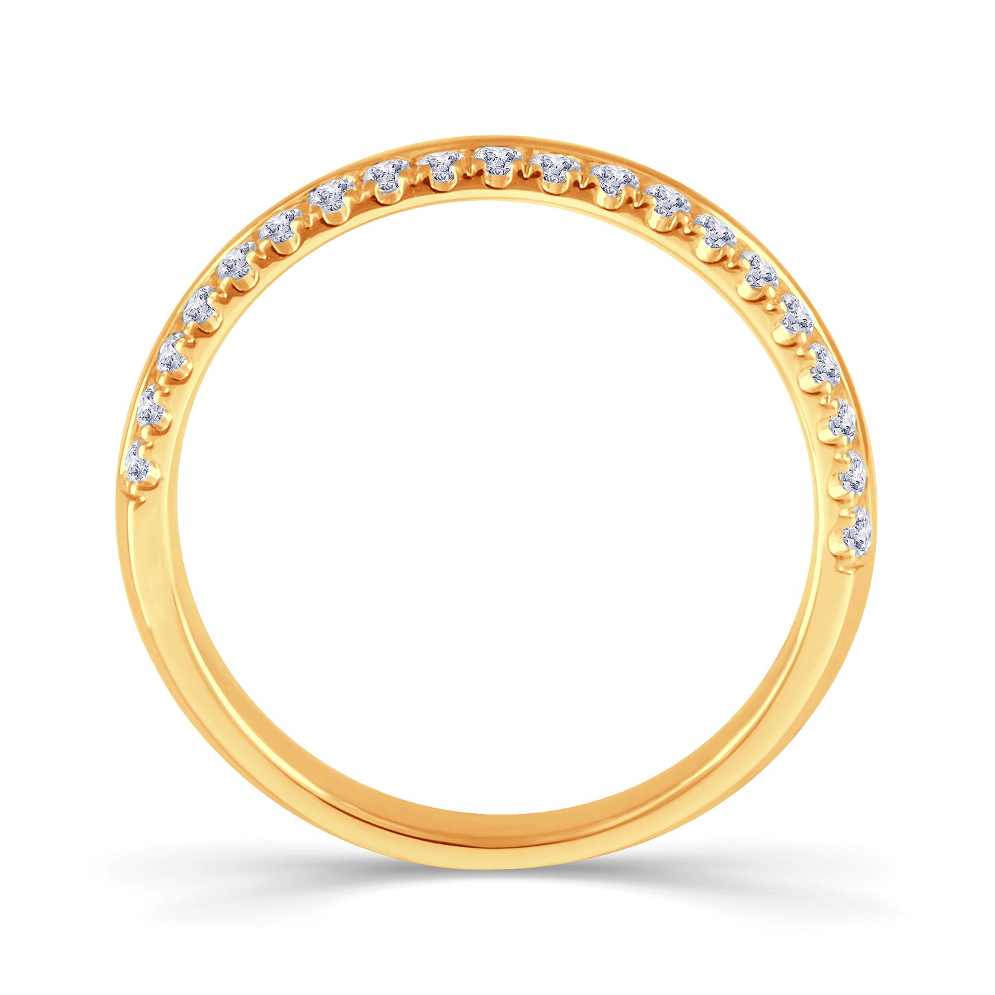 18ct Yellow Gold Bevelled Double Row Brilliant Round 3.5mm Diamond Ring 0.30ct
