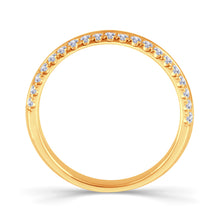 Load image into Gallery viewer, 18ct Yellow Gold Bevelled Double Row Brilliant Round 3.5mm Diamond Ring 0.30ct