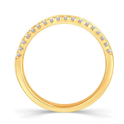18ct Yellow Gold Double Row 50% Spread Brilliant Round Cut Diamond Ring 0.30ct Media 2 of 3