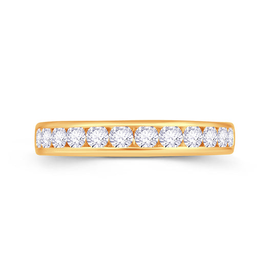 18ct Yellow Gold Brilliant Round Channel Set 3.5mm Diamond Ring 0.65ct Media 1 of 3