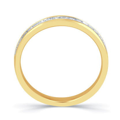 18ct Yellow Gold Offset Channel Set 3.5mm Princess Cut Diamond Ring 0.45ct