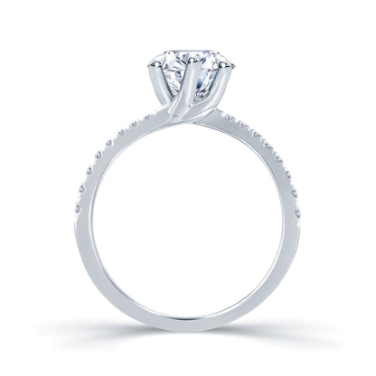Platinum Solitaire Brilliant Round & Detailed Diamond Ring 0.53ct