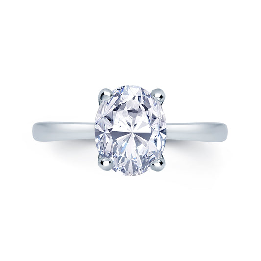 Laboratory Grown Diamond Oval Solitaire Platinum Band, 1.48ct