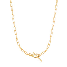 Load image into Gallery viewer, Ania Haie Yellow Gold Knot T-Bar Necklace