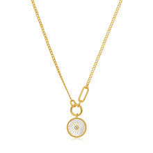 Load image into Gallery viewer, Ania Haie Yellow Gold Eclipse Mother of Pearl &amp; CZ Pendant Necklace